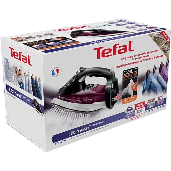 Fier de calcat TEFAL Ultimate Anti-Calc FV9788E0, 3000W, 230g/min, 350ml, talpa Durilium AirGlide Autoclean, gri inchis-visiniu
