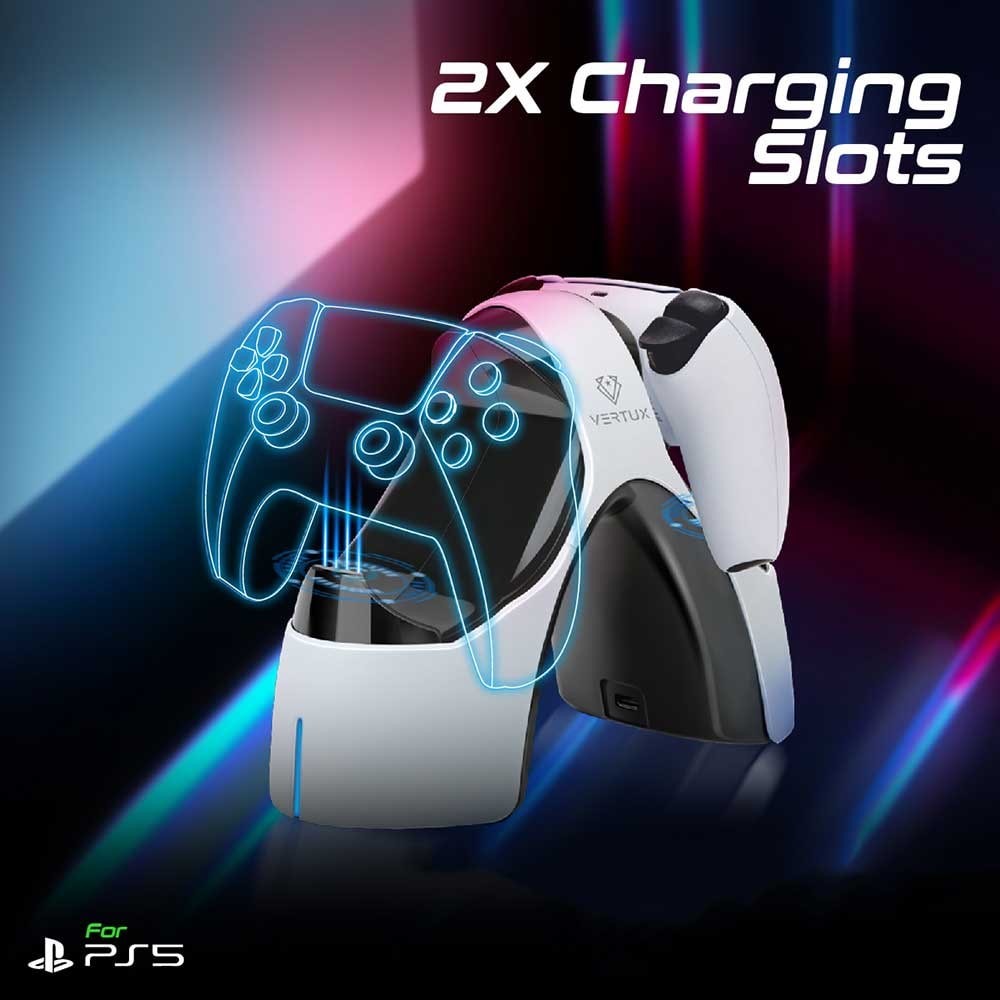 DualDock Charging VERTUX DualDock-PS5 pentru Controller DualSense PS5, alb