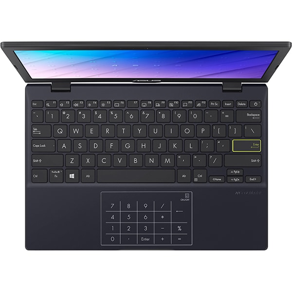 Laptop ASUS E210MA-GJ204TS, Intel Celeron N4020 pana la 2.8GHz, 11.6" HD, 4GB, eMMC 128GB, Intel UHD Graphics 600, Windows 10 Home S, negru
