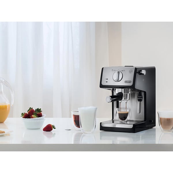 Espressor manual DELONGHI ECP 35.31, 1.1l, 1100W, 15 bar, sistem Cappuccino, argintiu-negru