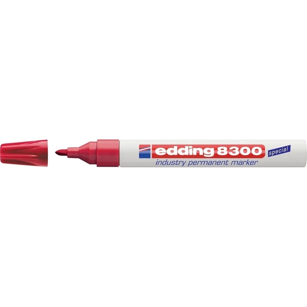 Marker permanent EDDING 8300 Industrial, corp metalic, 1.5-3 mm, rosu
