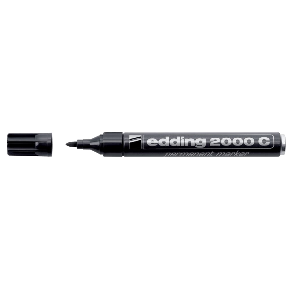 Marker permanent EDDING 2000C, corp metalic, 1.5-3 mm, negru