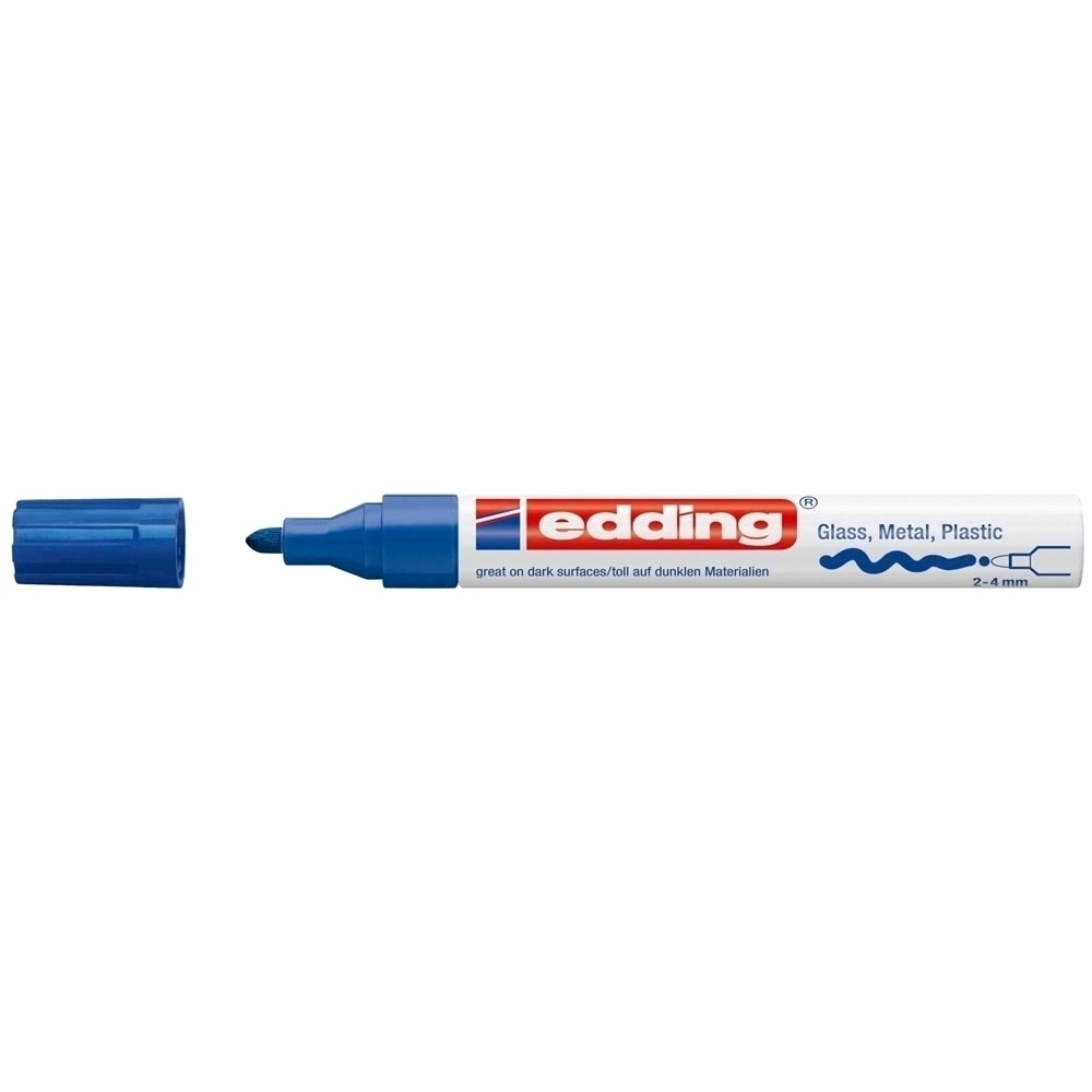 Marker permanent cu vopsea EDDING 750, corp metalic, 2-2-4 mm, albastru