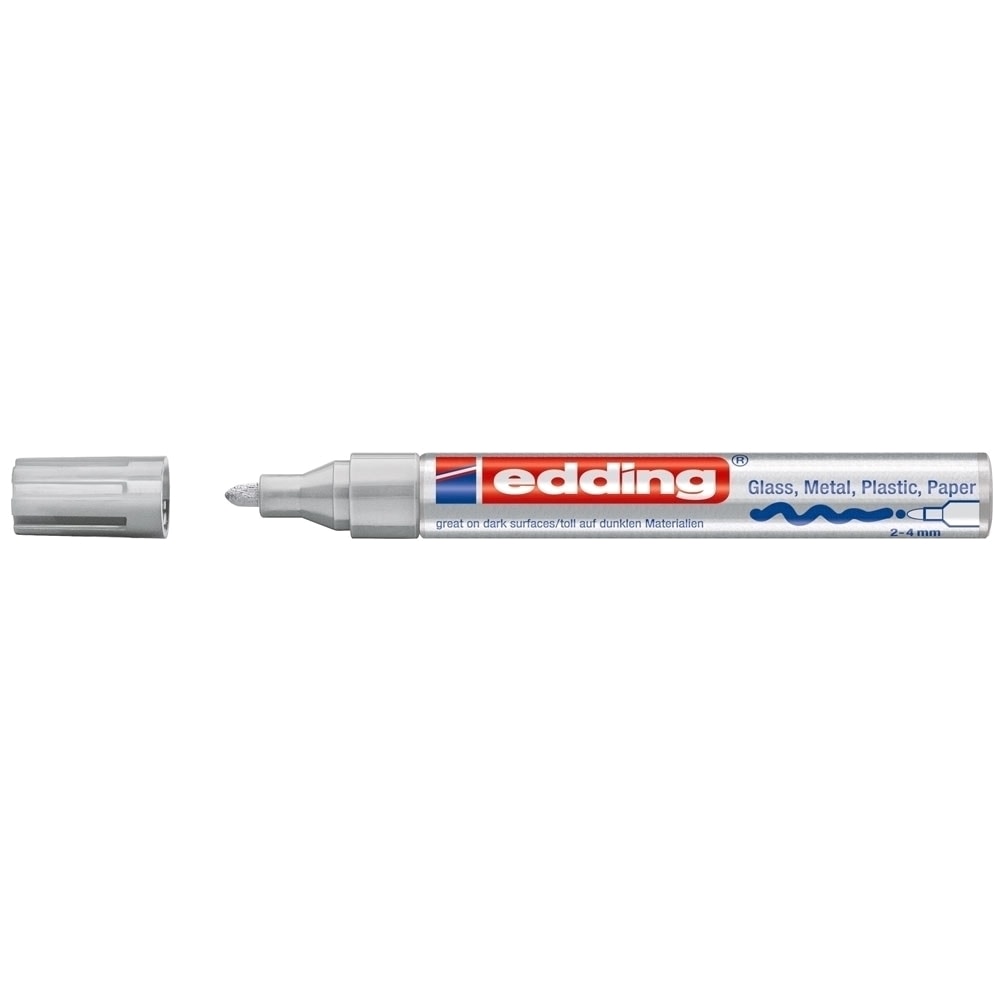 Marker permanent cu vopsea EDDING 750, corp metalic, 2-2-4 mm, argintiu