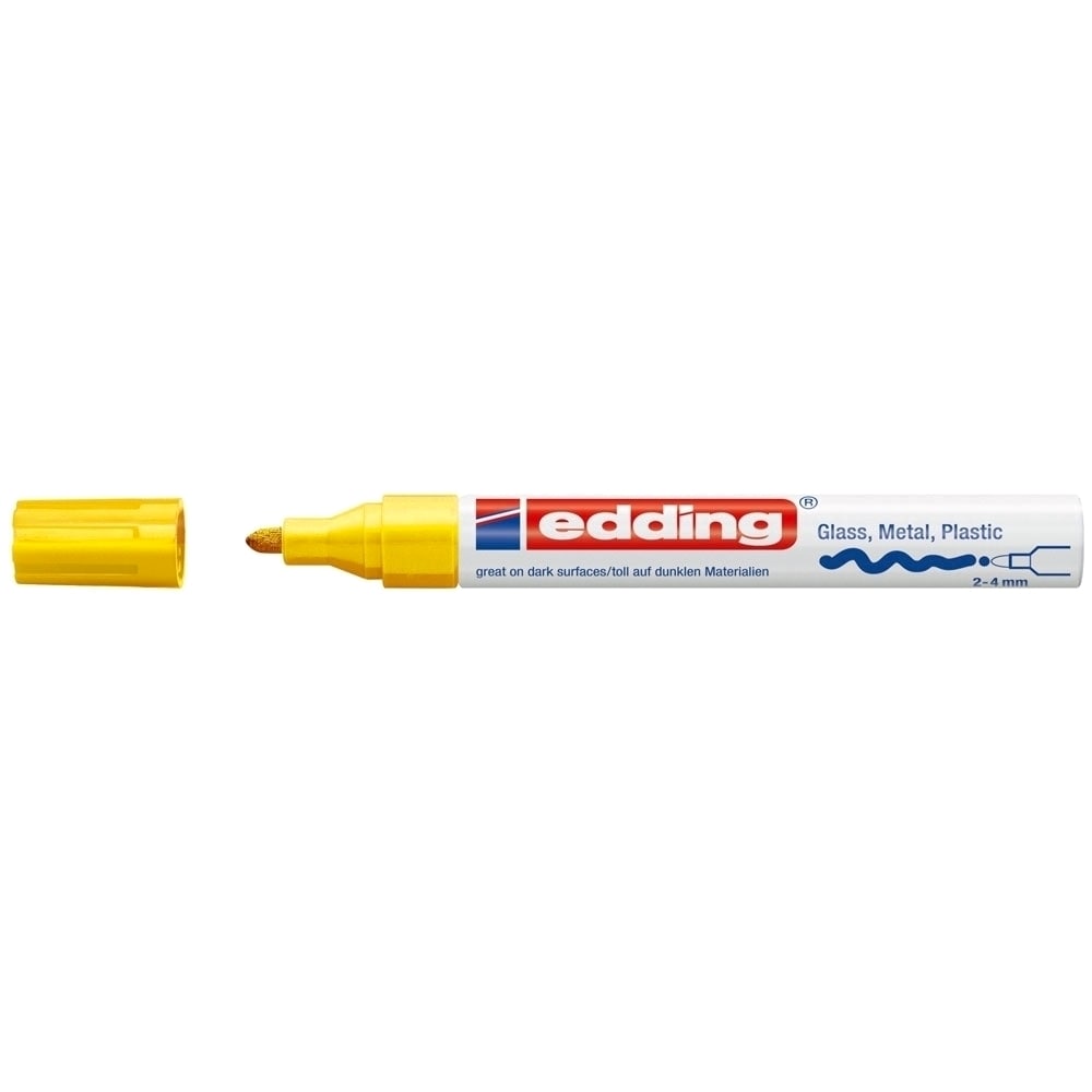 Marker permanent cu vopsea EDDING 750, corp metalic, alb, 2-2-4 mm, galben
