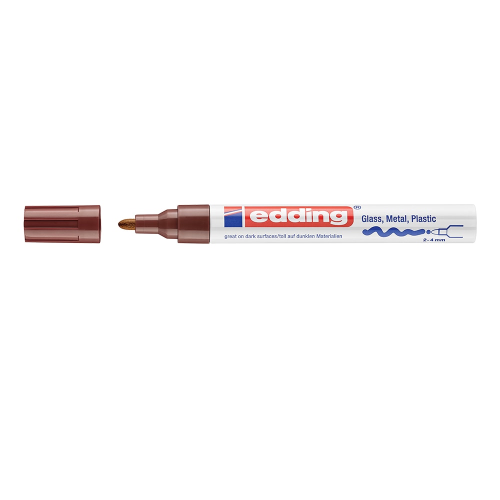 Marker cu vopsea EDDING 750, 2-4 mm, corp metalic, maro