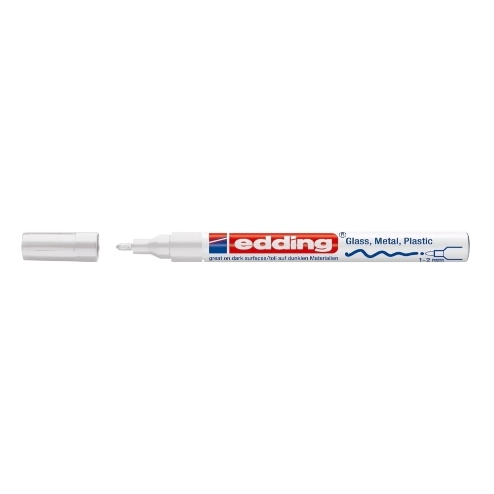 Marker permanent cu vopsea EDDING 751, corp metalic, 1-2 mm, alb