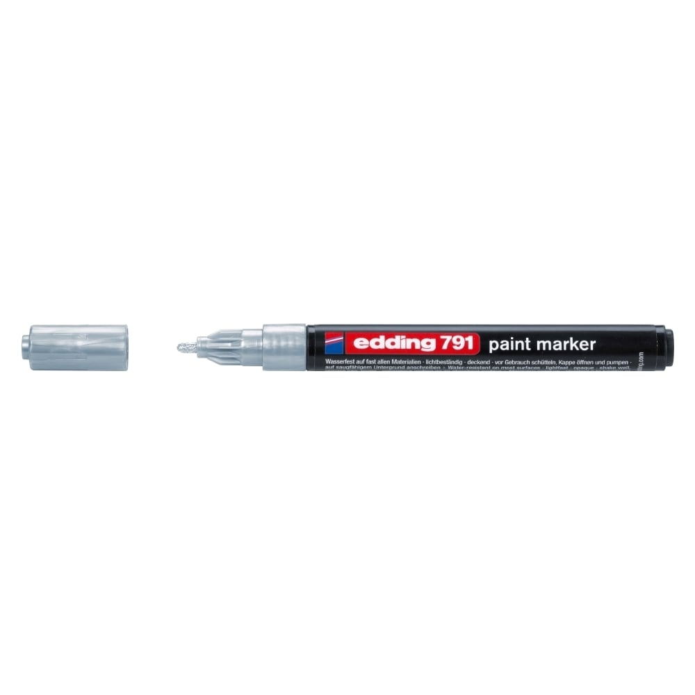 Marker permanent cu vopsea EDDING 791, 1-2 mm, argintiu