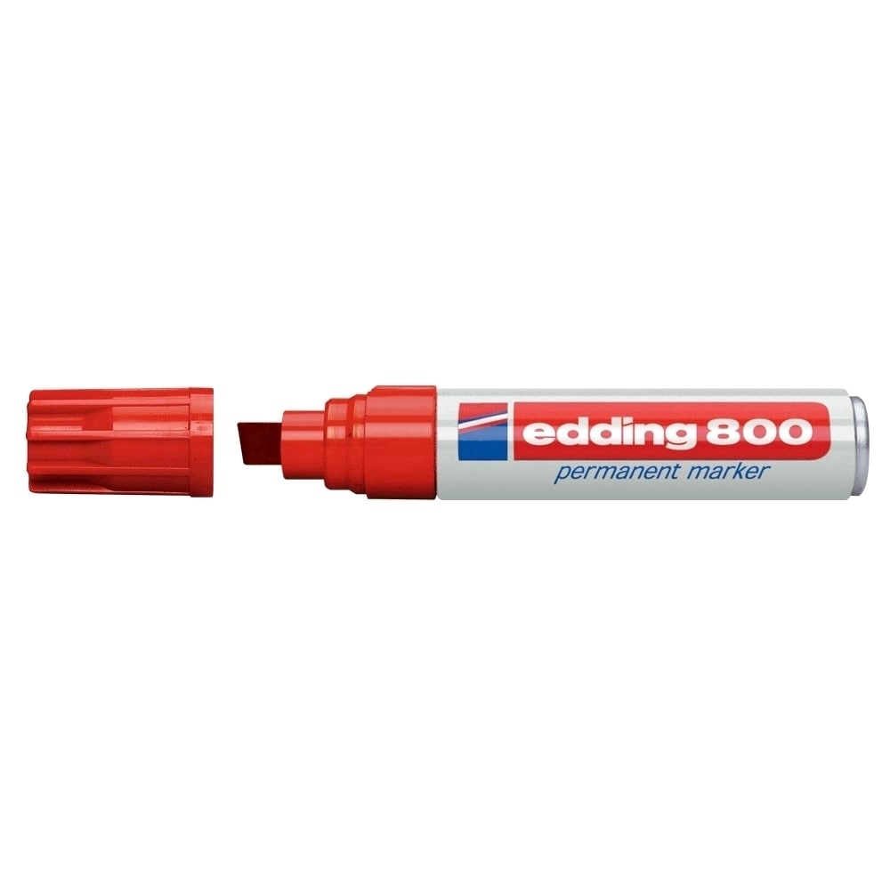 Marker permanent EDDING 800, corp aluminiu, 4-12 mm, rosu