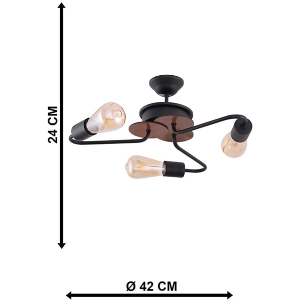 Lustra ERSTE LICHT ENIS2 EL0058503, 180W, E27, negru