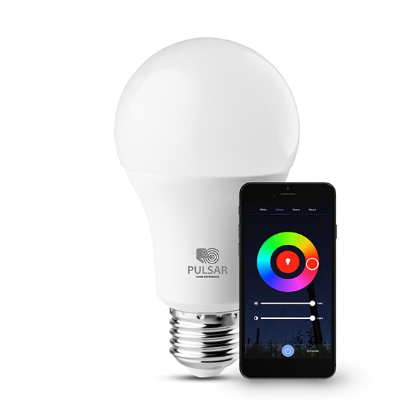 Bec LED Smart PULSAR EL0060533, E27, 10W, 800lm, RGB, Dimabil, Wi-Fi, lumina variabila, compatibil Alexa, Google Assistant