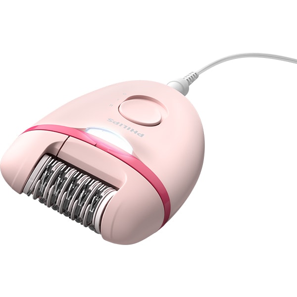 Epilator PHILIPS Satinelle Essential BRE285/00, 20 pensete, 2 viteze, 7 accesorii, retea, roz