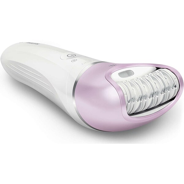 Epilator PHILIPS Satinelle Advanced Wet & Dry BRE635/00, 32 pensete, 2 viteze, 5 accesorii, acumulator, alb-mov