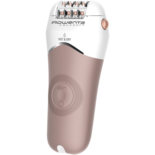 Epilator ROWENTA Aqua Soft EP4930F0, 24 pensete, 2 viteze, 6 accesorii, Wet&Dry, acumulator, alb-argintiu