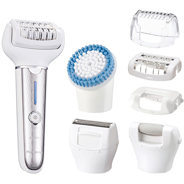 Epilator PANASONIC ES-EL9A-S503, 60 pensete, 3 viteze, 6 accesorii, acumulator, alb-argintiu
