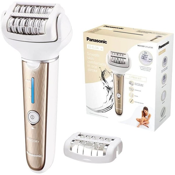 Epilator PANASONIC ES-EL3A-N503, 60 pensete, 3 viteze, 4 accesorii, acumulator, alb-auriu