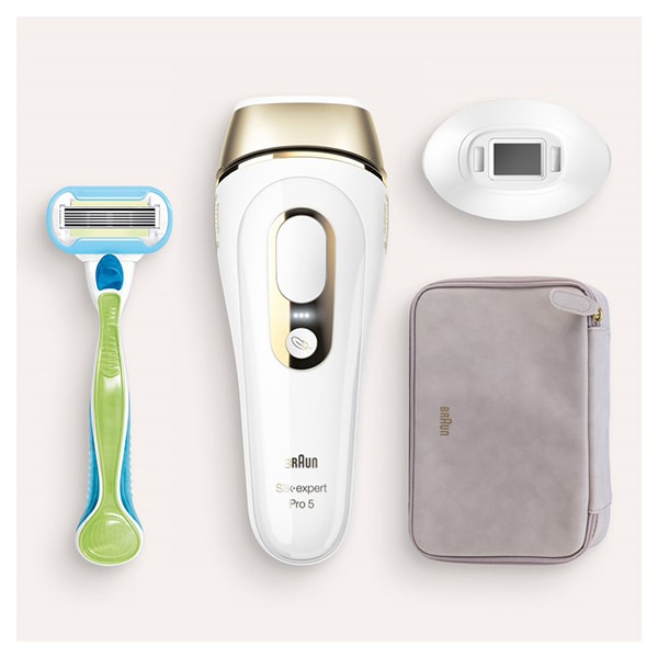 Epilator BRAUN Silk-epil Expert Pro 5 PL5124, 400.000 pulsatii, alb + Aparat de ras