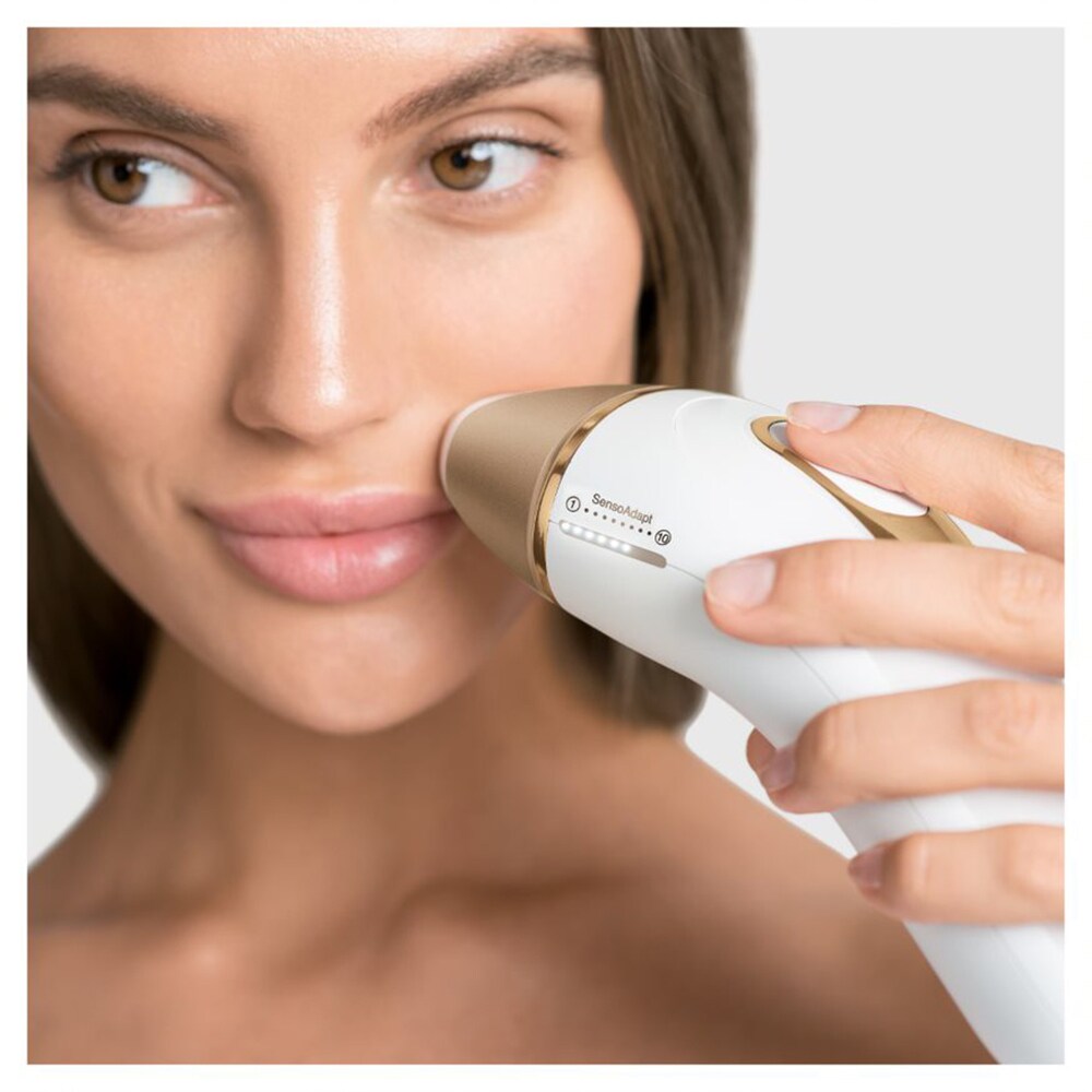 Epilator IPL BRAUN Silk-expert PRO 5 PL5154 Skin Pro 2.0, 400.000 impulsuri, 2 capete, SensoAdapt, retea, alb-auriu