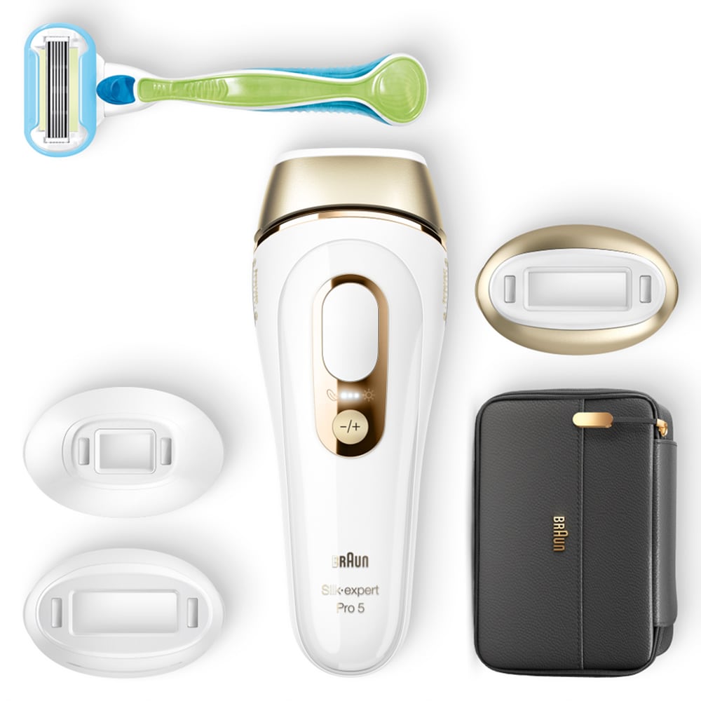 Epilator IPL BRAUN Silk-expert PRO 5 PL5243 Skin Pro 2.0, 400.000 impulsuri, retea, alb-auriu