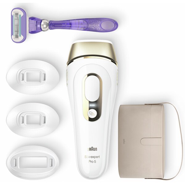 Epilator IPL BRAUN Silk-expert Pro 5 PL5347, 400.000 pulsatii, retea, auriu