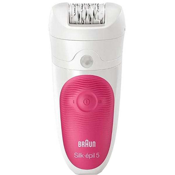 Epilator BRAUN Silk-epil 5 SE5 5-547, 28 pensete, 2 viteze, 2 accesorii, MicroGrip, acumulator, alb-roz + Borset