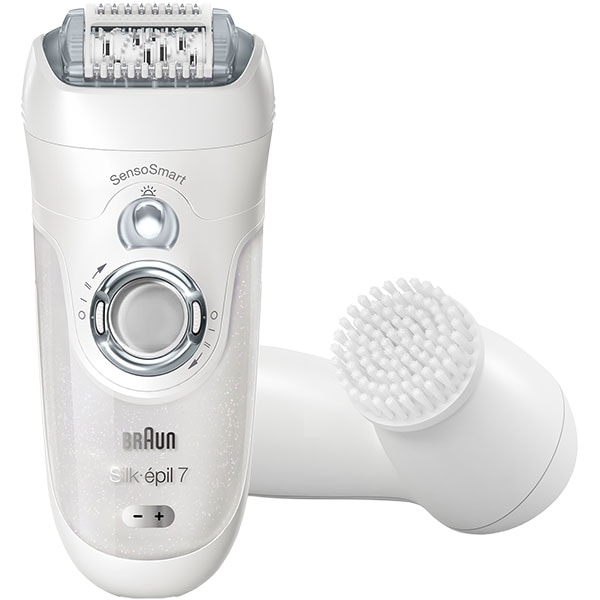 Epilator Braun Silk-epil 7 SensoSmart SE7/860, 40 pensete, 2 viteze, 3 accesorii, acumulator, argintiu