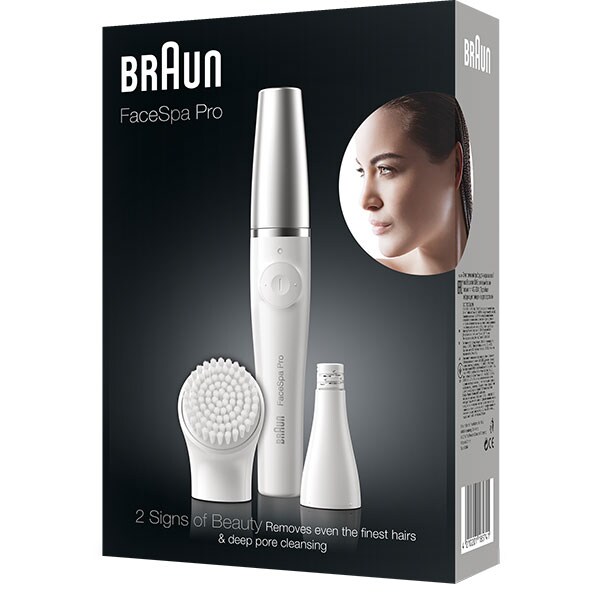 Epilator facial BRAUN FaceSpa Pro 910, 10 pensete, 1 viteza, 1 accesoriu, baterii, alb