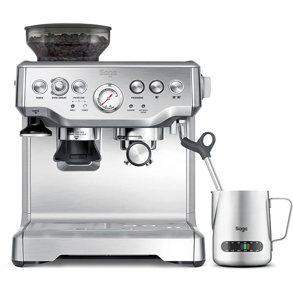 Espressor manual SAGE Barista Express BES875BSS, 2l, 1850W, 15 bar, sistem termic Thermocoil, argintiu