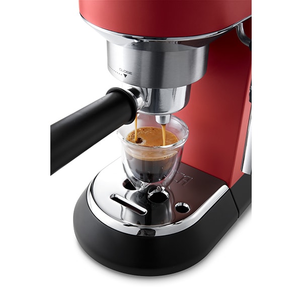 Espressor manual DELONGHI Dedica Style EC 685.R, 1.1l, 1100W, 15 bar, sistemul Cappuccino, rosu-argintiu