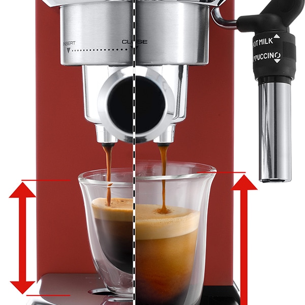 Espressor manual DELONGHI Dedica Style EC 685.R, 1.1l, 1100W, 15 bar, sistemul Cappuccino, rosu-argintiu