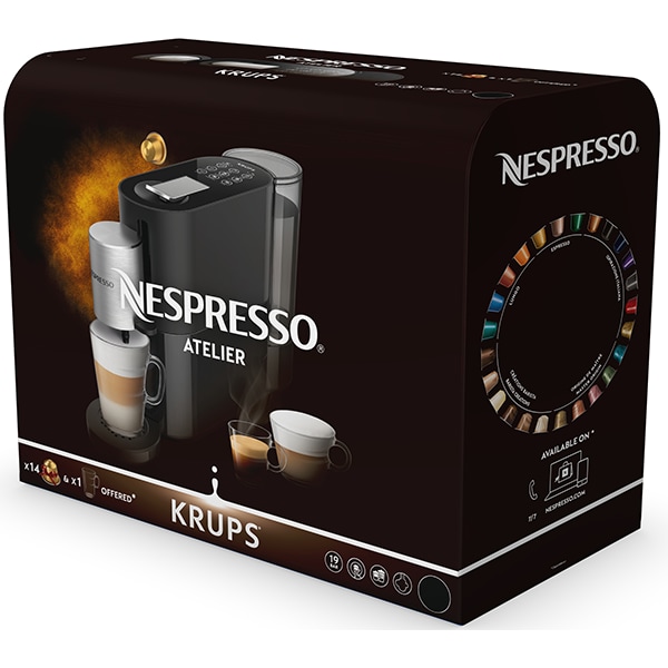 Espressor capsule NESPRESSO Atelier XN890831, 1l, 1500W, 19 bar, argintiu-negru