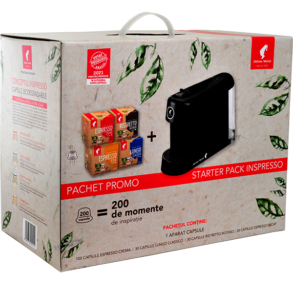 Pachet espressor capsule JULIUS MEINL + 200 capsule 9012100, 1l, 1450W, 15 bar, negru