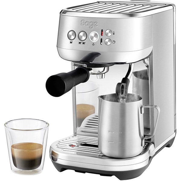 Espressor manual SAGE Bambino Plus SES500BSS, 2.5l, 9 bar, sistem termic ThermoJet, argintiu