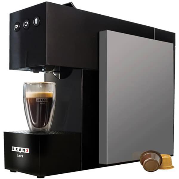 Pachet Espressor BEANZ Square 304570 + 5 cutii de capsule cu cafea, 1l, 19 bari, 1455W, negru - gri 