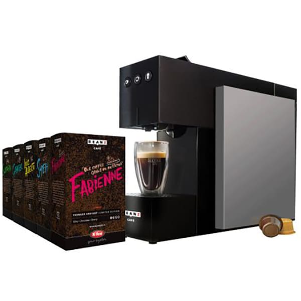 Pachet Espressor BEANZ Square 304570 + 5 cutii de capsule cu cafea, 1l, 19 bari, 1455W, negru - gri 