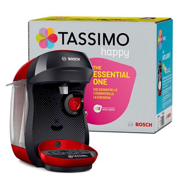 Espressor capsule BOSCH Tassimo Happy TAS1003, 0.7l, 1400W, rosu-negru