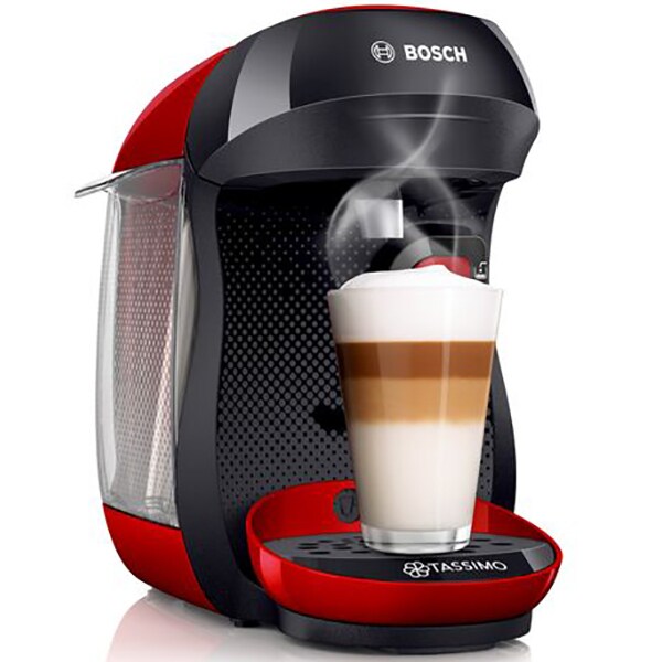 Espressor capsule BOSCH Tassimo Happy TAS1003, 0.7l, 1400W, rosu-negru