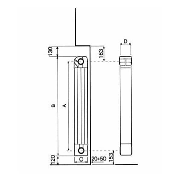 Element calorifer aluminiu NOVA FLORIDA Maior Aleternum, 1666 x 80 mm, alb