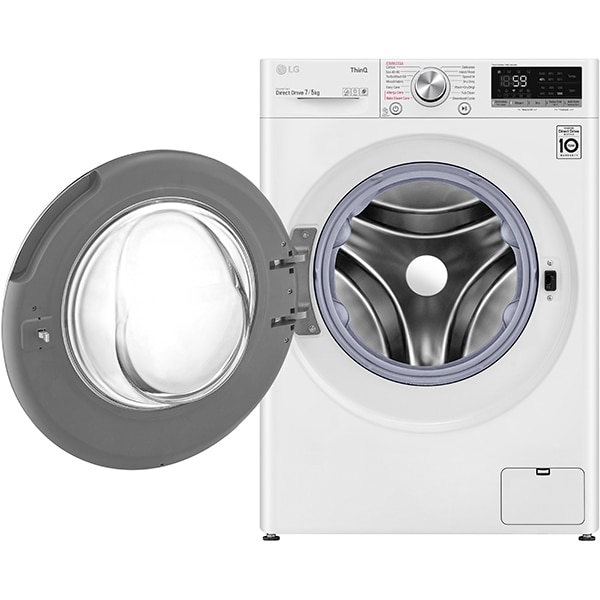 Masina de spalat rufe frontala slim cu uscator LG F2DV5S7S1E, Wi-Fi, 7/5 kg, 1200rpm, Clasa D/E, alb