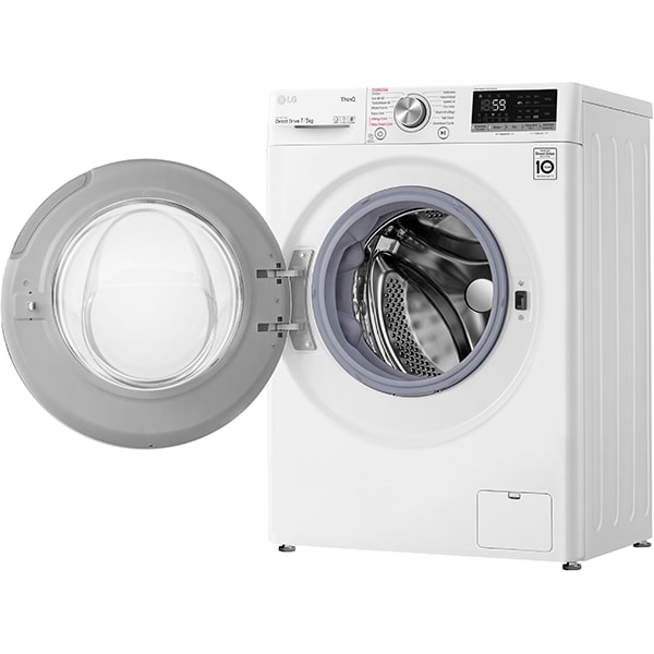 Masina de spalat rufe frontala slim cu uscator LG F2DV5S7S1E, Wi-Fi, 7/5 kg, 1200rpm, Clasa D/E, alb