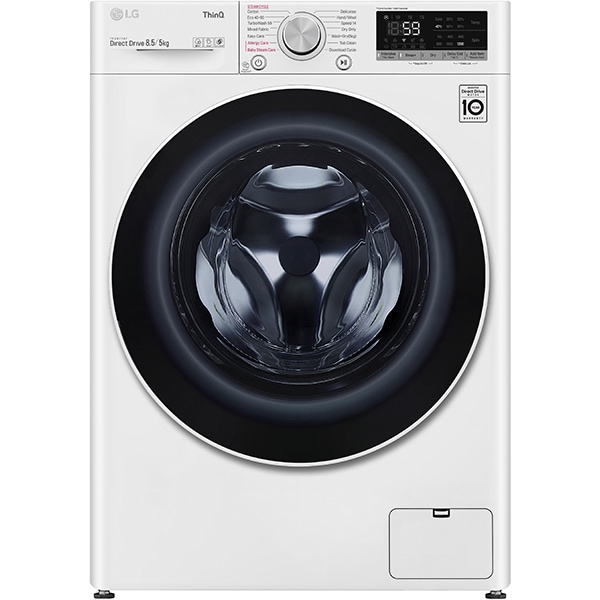 Masina de spalat rufe frontala slim cu uscator LG F2DV5S8S0, Steam, Wi-Fi, 8.5/5kg, 1200rpm, Clasa C/E, alb