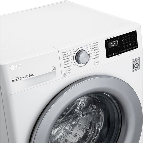 Masina de spalat rufe frontala slim LG F2WN2S6N4E, 6.5 kg, 1200rpm, Clasa E, alb