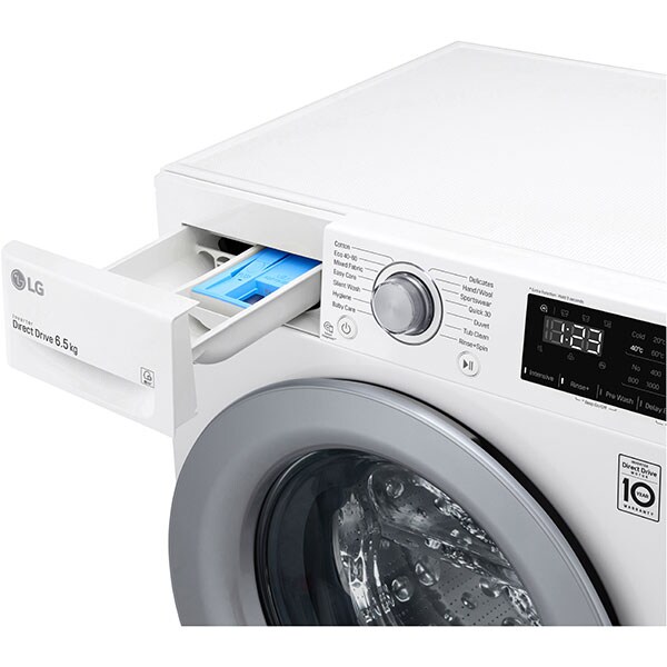 Masina de spalat rufe frontala slim LG F2WN2S6N4E, 6.5 kg, 1200rpm, Clasa E, alb