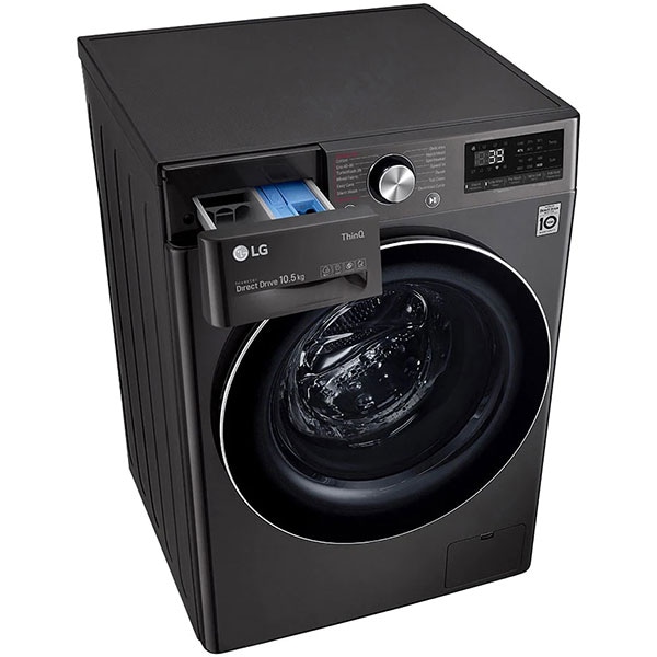 Masina de spalat rufe frontala LG F4WV910P2SE, Wi-Fi, 10.5 kg, 1400rpm, Clasa A, negru