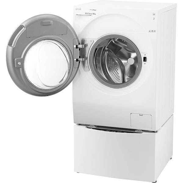 Masina de spalat rufe frontala cu uscator LG F6WD148TWIN, TwinWash, TrueSteam, Wi-Fi, 12/8kg + 2kg miniwash, Clasa A, alb