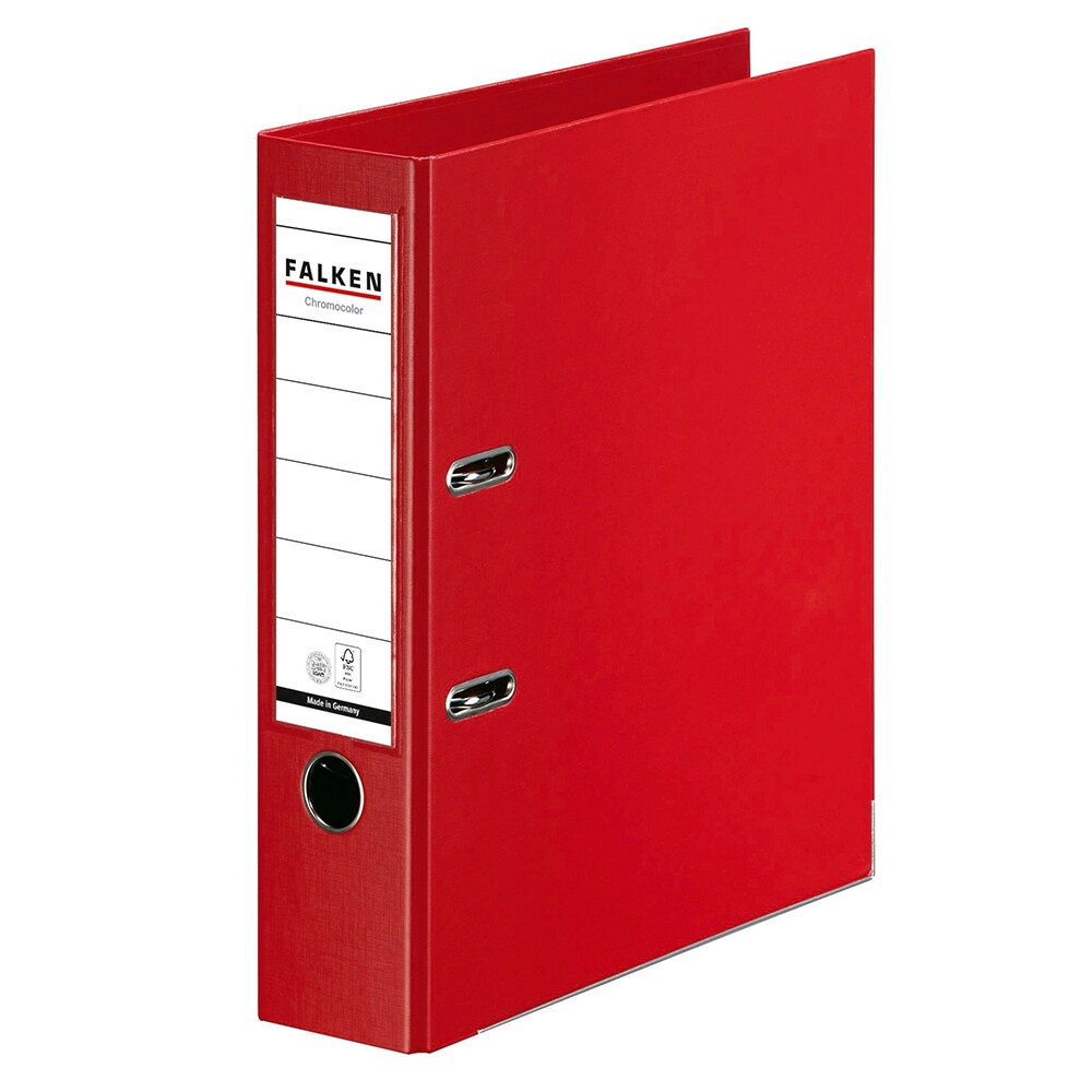 Biblioraft plastifiat FALKEN Chromcolor, A4, 80 mm, rosu