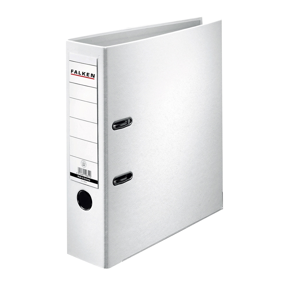 Biblioraft plastifiat/cartonat FALKEN, A4, 80 mm, alb