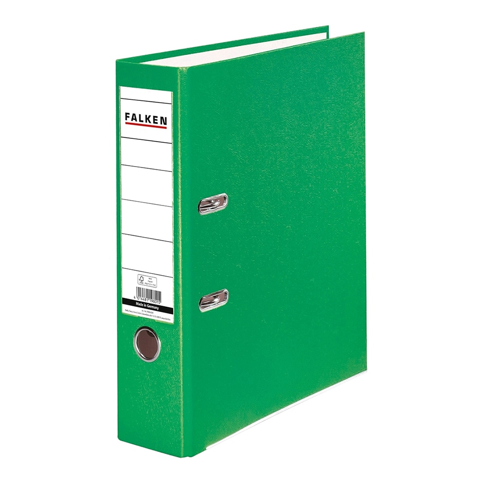 Biblioraft plastifiat/cartonat FALKEN, A4, 80 mm, verde