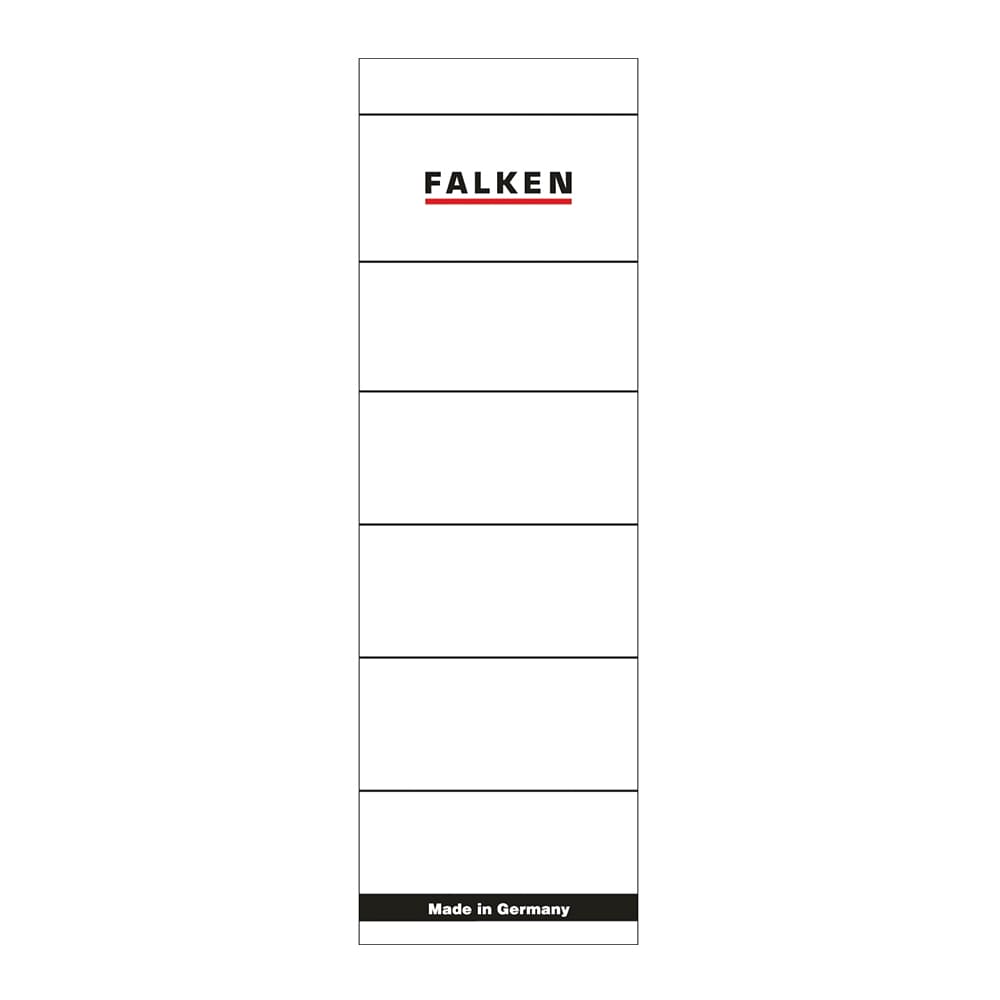 Etichete autoadezive pentru biblioraft FALKEN, 60 x 190 mm, hartie, 10 bucati, alb