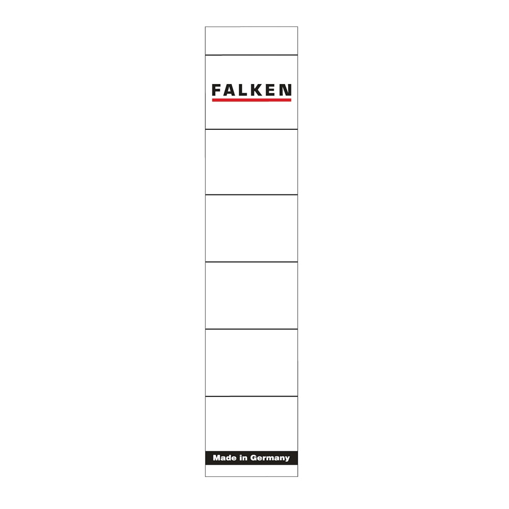 Etichete autoadezive pentru biblioraft FALKEN, 36 x 190 mm, hartie, 10 bucati, alb